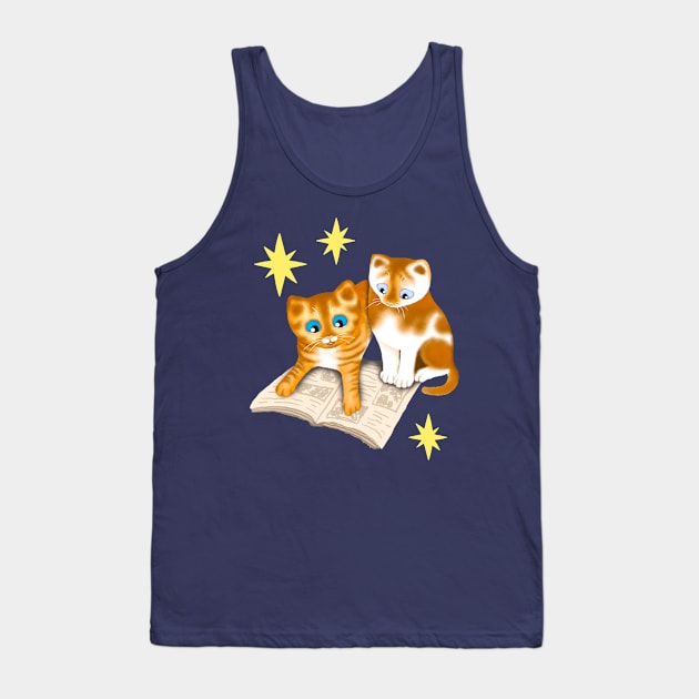 Two Ginger Kittens Reading Tank Top by illucalliart